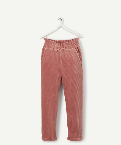 pantalon Categories Tao - PANTALON COUPE CAROTTE EN VELOURS ROSE FILLE