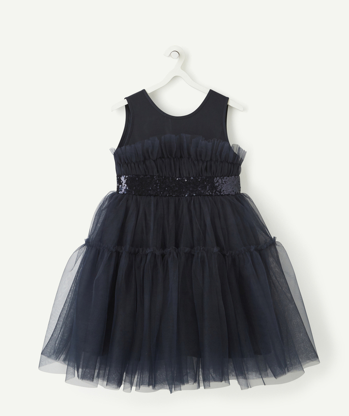 Party outfits radius - GIRLS' 2022 DESIGNER DRESS IN NAVY BLUE SEQUINNED TULLE