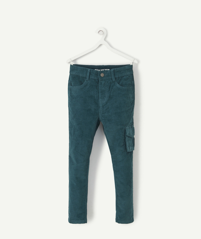 IT'S A PARTY! radius - BOYS' VICTOR SLIM-FIT PEACOCK BLUE CORDUROY TROUSERS
