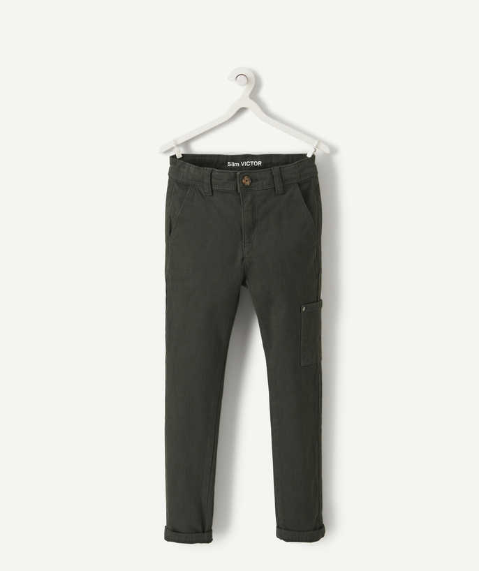 Private sales radius - BOYS' VICTOR SLIM DARK GREEN TROUSERS WITH POCKETS