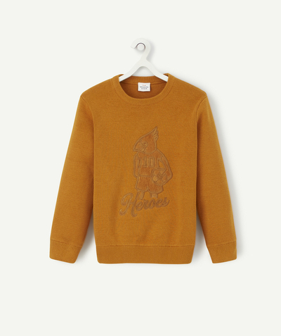 Pullover - Cardigan radius - CAMEL KNITTED JUMPER WITH AN EAGLE MOTIF IN FELT