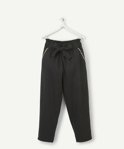 Private sales radius - FLUID BLACK TROUSERS IN ECO-FRIENDLY VISCOSE WITH A BELT