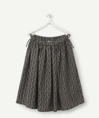 Skirt radius - GIRLS' LONG SKIRT WITH A FLOWER PATTERN AND A SEQUINNED TRIM