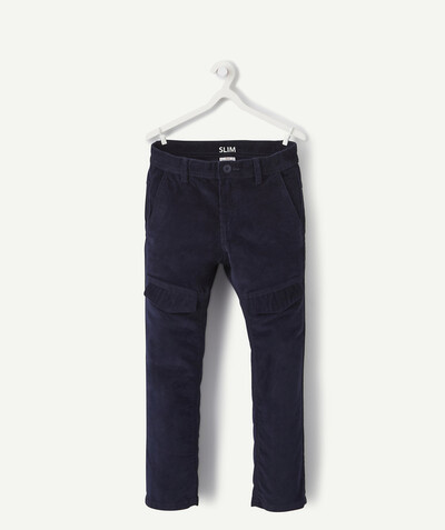 Trousers - Jogging pants radius - SLIM NAVY BLUE CORDUROY TROUSERS