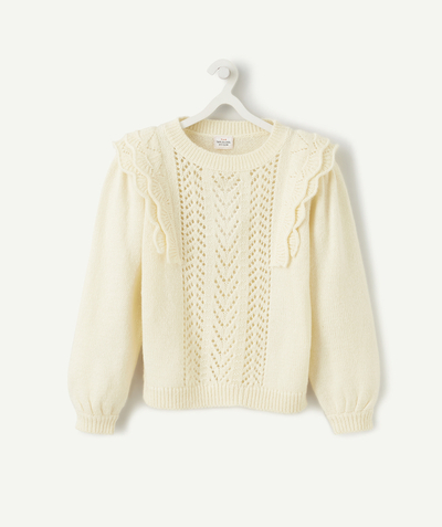Nice and warm radius - CREAM KNITTED JUMPER WITH RUFFLES