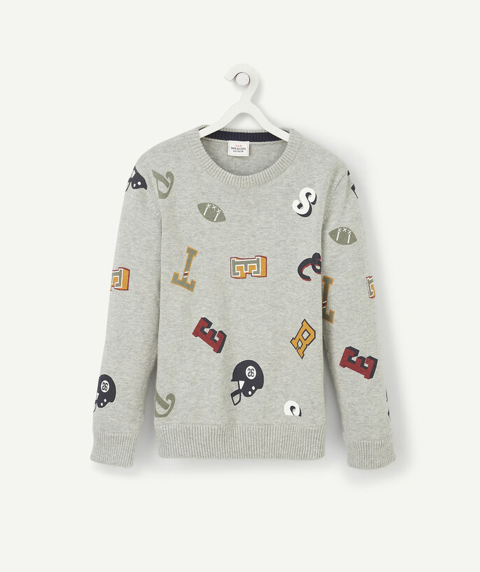 Boy radius - GREY KNITTED JUMPER WITH US FOOTBALL DESIGNS