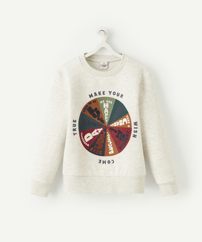 Private sales radius - BOYS' GREY SWEATSHIRT IN RECYCLED FIBRES WITH A MESSAGES