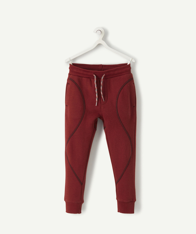 Fashion Tao Categories - BOYS' RED JOGGERS IN RECYCLED FIBERS WITH TOPSTITCHING