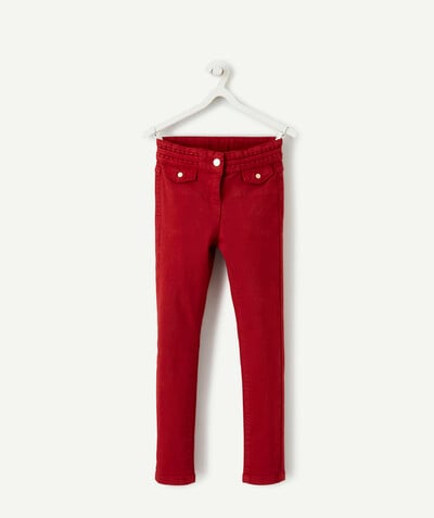 Leggings - Treggings family - RED TREGGINGS WITH DETAILS AT THE WAISTBAND