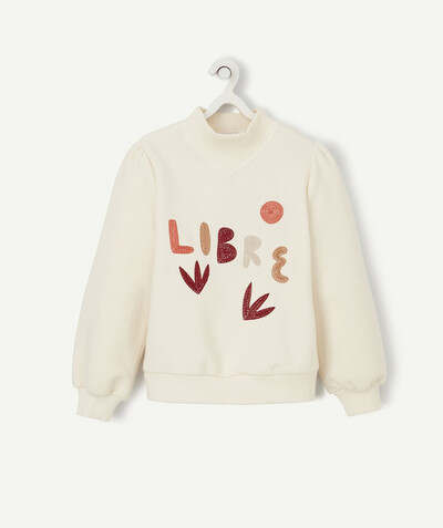 Outlet radius - CREAM JUMPER WITH A COLOURFUL EMBROIDERED MESSAGE