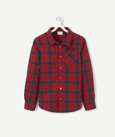 Shirt - Polo radius - RED AND BLACK CHECKED SHIRT WITH A MESSAGE