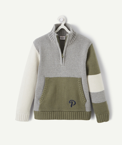 Pull - Gilet Rayon - LE PULL EN TRICOT TRICOLORE COL MONTANT