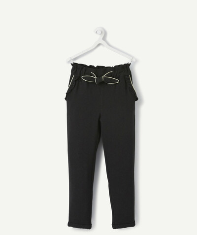BOTTOMS radius - FLUID BLACK TROUSERS WITH A BOW AT THE WAIST
