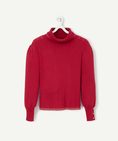 Fille Rayon - LE PULL EN TRICOT ROUGE COL MONTANT