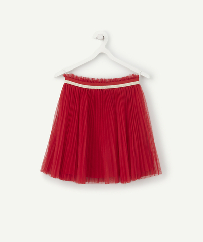 skirt Tao Categories - GIRLS' SHORT RED SKIRT IN PLEATED TULLE