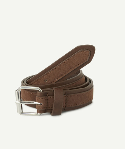 Belts - Braces - Bow ties radius - BROWN BUILT IN TWO MATERIALS WITH A SILVERY BUCKLE