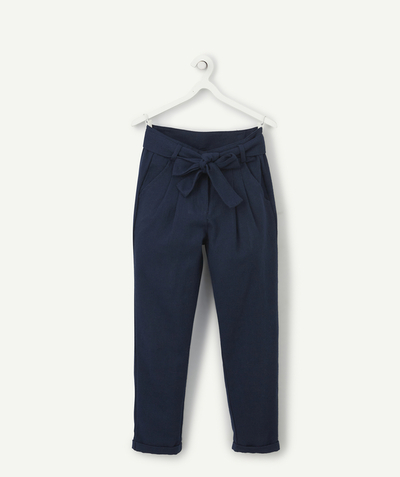 BOTTOMS radius - GIRLS' BLUE CARROT-CUT TROUSERS IN RECYCLED FIBRES