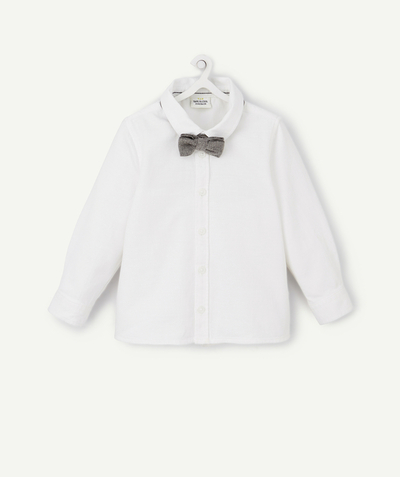 Sales radius - BABY BOYS' WHITE COTTON SHIRT WITH A REMOVABLE BOW TIE