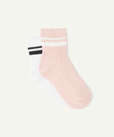 Teen girls' clothing Tao Categories - TWO PAIRS OF PINK AND WHITE SOCKS WITH BANDS