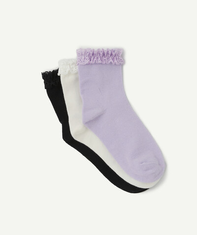 Collection hiver ado fille Sub radius in - THREE PAIRS OF PLAIN AND COLOURED SOCKS