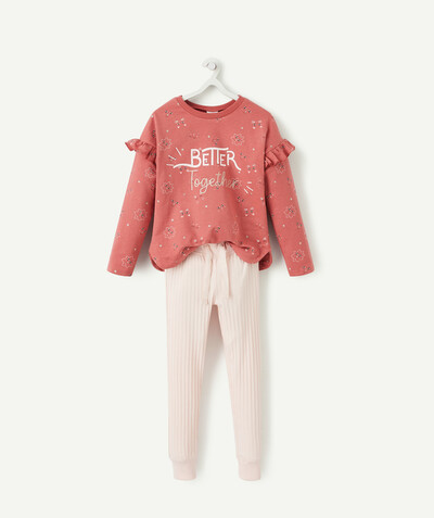Sibling pajamas radius - PYJAMAS IN SHADES OF PINK IN ORGANIC COTTON WITH A MESSAGE