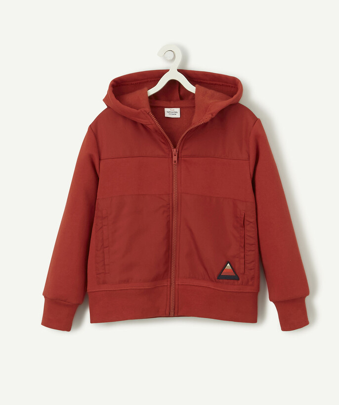 Boy radius - HOODED RED JACKET IN TWO MATERIALS