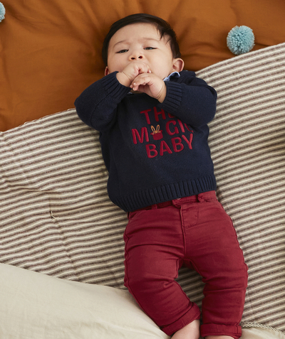 Sales radius - BABY BOYS' RED CHINO TROUSERS WITH POCKETS