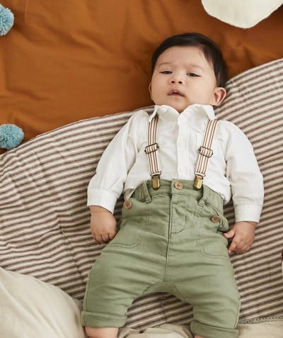 Baby-boy radius - BABY BOYS' GREEN HAREM PANTS WITH BRACES AND POCKETS