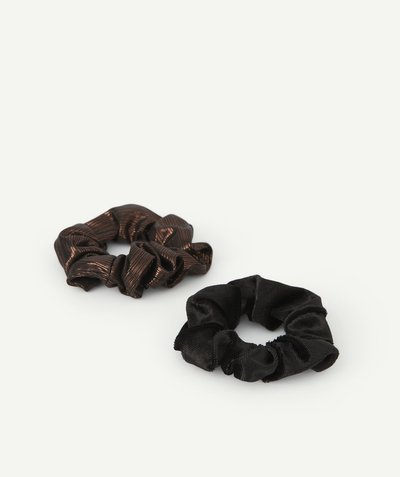 Party outfits Tao Categories - SET OF TWO BLACK AND SHINY SCRUNCHIES FOR GIRLS