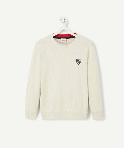Boy radius - CREAM KNITTED JUMPER WITH AN EMBROIDERED DESIGN