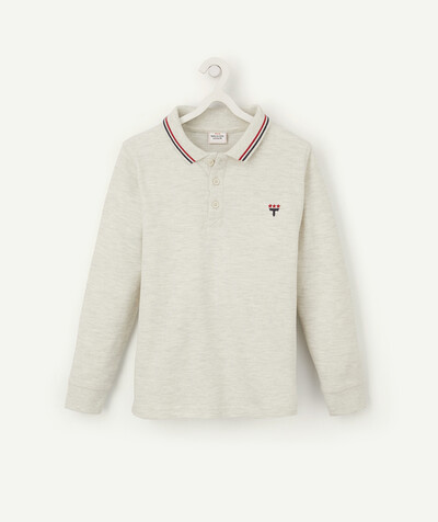 Shirt - Polo radius - GREY MARL POLO SHIRT WITH A DESIGN OVER THE HEART