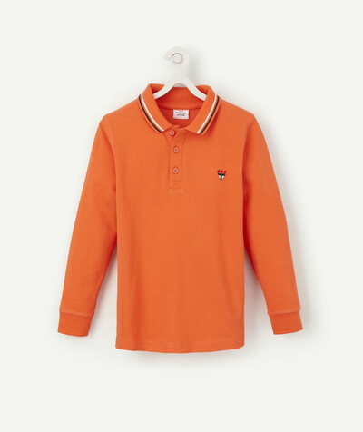 Boy radius - ORANGE POLO SHIRT WITH AN EMBROIDERED DESIGN ON THE HEART