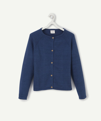 Pullover - Cardigan radius - BUTTONED JACKET IN A SHINY BLUE KNIT
