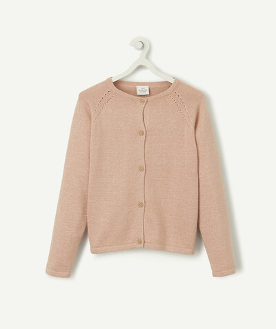 Pullover - Cardigan radius - SPARKLING PINK LACY BUTTONED JACKET