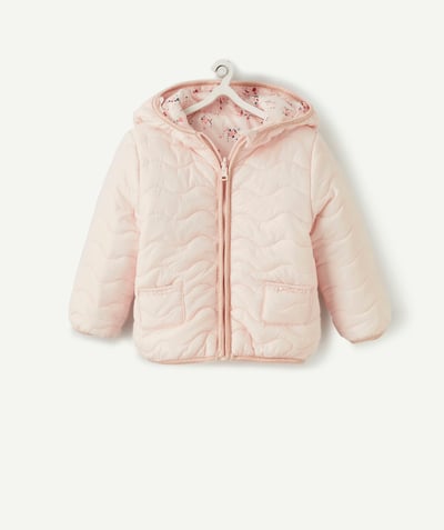 Baby-girl radius - PINK AND FLORAL REVERSIBLE RECYCLED PADDED JACKET
