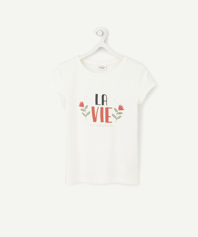 T-shirt Rayon - LE T-SHIRT BLANC AVEC MESSAGE PAILLETÉ EN COTON BIOLOGIQUE