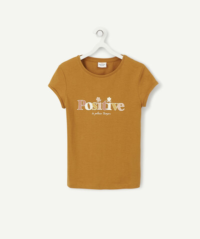 Tee-shirt radius - CAMEL T-SHIRT WITH A POSITIVE SEQUINNED MESSAGE
