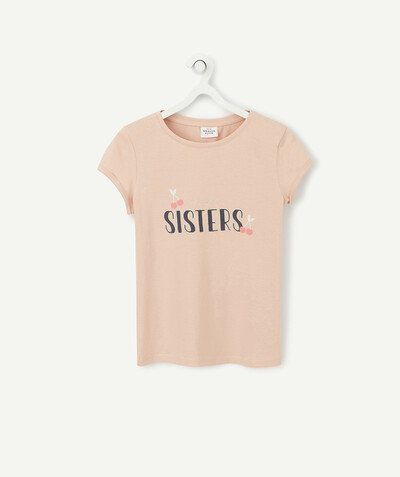 TOP radius - PINK T SHIRT WITH A GOLDEN MESSAGE AND SHORT SLEEVES