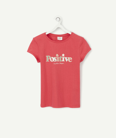 T-shirt Rayon - LE T-SHIRT ROSE FUCHSIA AVEC MESSAGE DORÉ EN COTON BIOLOGIQUE