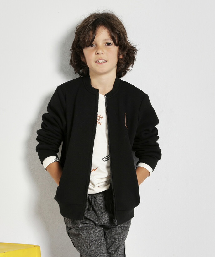 Boy radius - CASUAL BLACK JACKET WITH A DESIGN IN BOUCLE