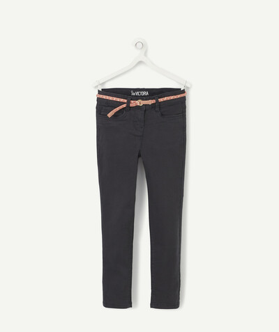 BOTTOMS radius - VICTORIA SLIM BLACK TROUSERS WITH A PINK BELT