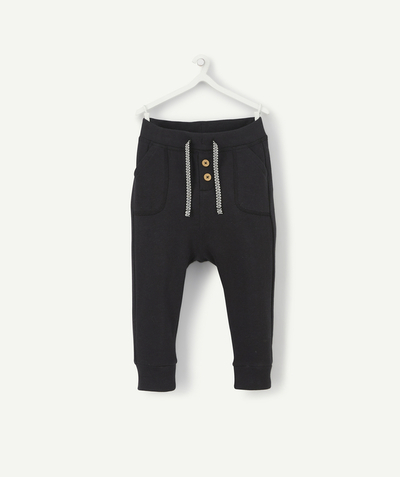 Trousers radius - BABY BOYS' JOGGING PANTS IN BLACK RECYCLED FIBERS