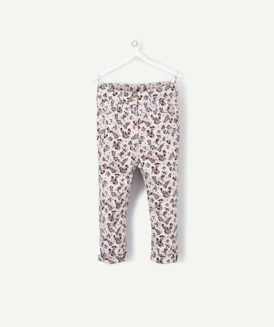 Baby-girl radius - SLIM PINK AND FLOWER-PATTERNED TROUSERS IN COTTON