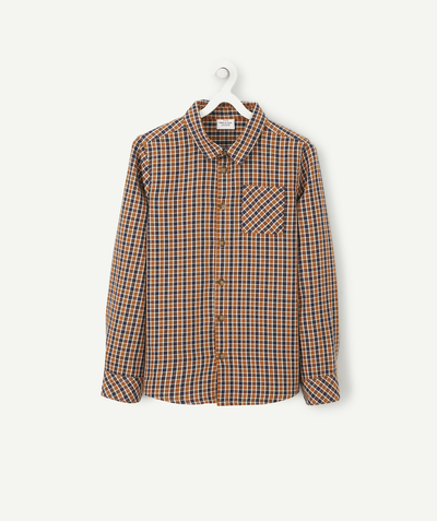 IT'S A PARTY! radius - BOYS' NAVY AND CAMEL CHECK SHIRT