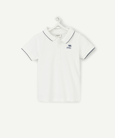Shirt - polo Tao Categories - WHITE COTTON PIQUE POLO SHIRT WITH A DESIGN OVER THE HEART
