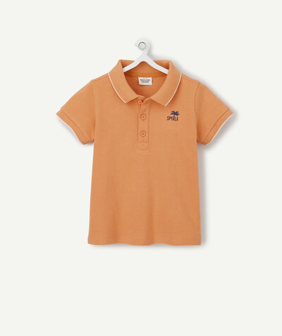 Shirt and polo radius - ORANGE POLO SHIRT IN COTTON PIQUE WITH AN EMBROIDERED DESIGN