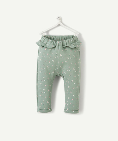 Trousers radius - GREEN FLOWER-PATTERN PRINT HAREM PANTS WITH FRILLS
