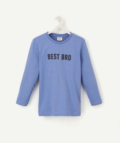 Boy radius - BLUE T-SHIRT IN ORGANIC COTTON WITH A MESSAGE
