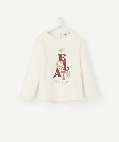 IT'S A PARTY! radius - BABY GIRLS' T-SHIRT IN ORGANIC COTTON WITH GOLD COLOR STARS AND A MESSAGE