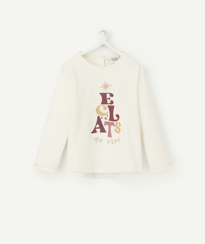 Party outfits Tao Categories - BABY GIRLS' T-SHIRT IN ORGANIC COTTON WITH GOLDEN STARS AND A MESSAGE